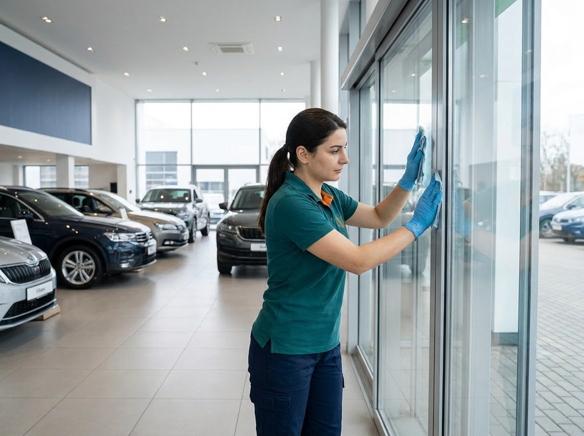 Glasreinigung eines Autohauses in Donauwörth